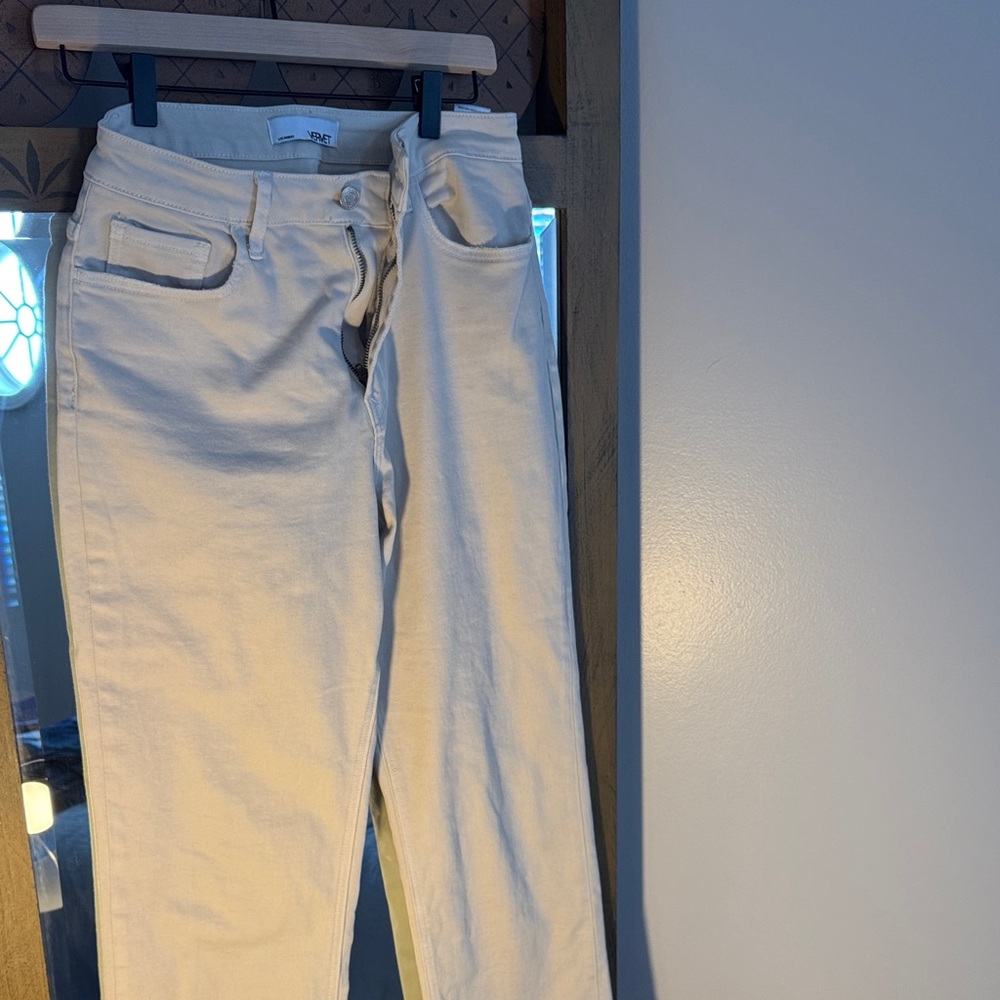 Elegant Cream Straight Leg Jeans for Women